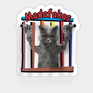 madafakas ! gun cat Sticker